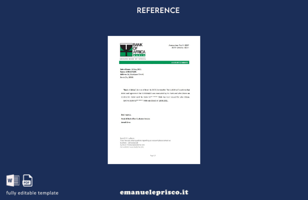 modello di riferimento per la chiusura della Benin BankofAfrica in stile verific